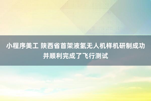 小程序美工 陕西省首架液氢无人机样机研制成功并顺利完成了飞行测试