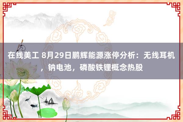 在线美工 8月29日鹏辉能源涨停分析：无线耳机，钠电池，磷酸铁锂概念热股