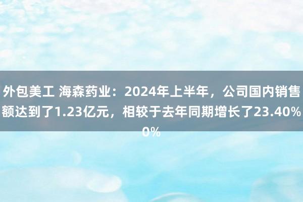 外包美工 海森药业：2024年上半年，公司国内销售额达到了1.23亿元，相较于去年同期增长了23.40%